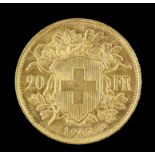 Switzerland, 20 Fr gold coin, Helvetia 1947