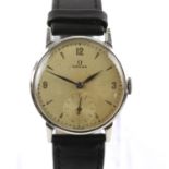 Omega A gentleman's 1940's ref 2214/8 wristwatch in steel case, the signed dial with Arabic