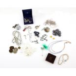 A collection of costume jewellery including, Jasper Conran cufflink and key ring set in box,