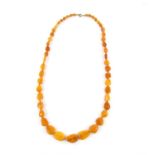 Amber necklace with graduated beads, forty eight in total, all varying shapes, 72 cm in length,