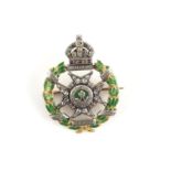 The Rifle Brigade, The Princes Consorts Own, ruby, diamond and enamel sweetheart brooch,