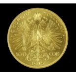 Austria gold 100 Corona 1915 official restrike