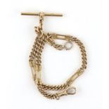 An antique fancy link Albert chain designed as sections of curb link chain, separated by an