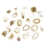 A large group of mainly Monet costume jewellery, including a bangle, necklaces, pendants, chains,