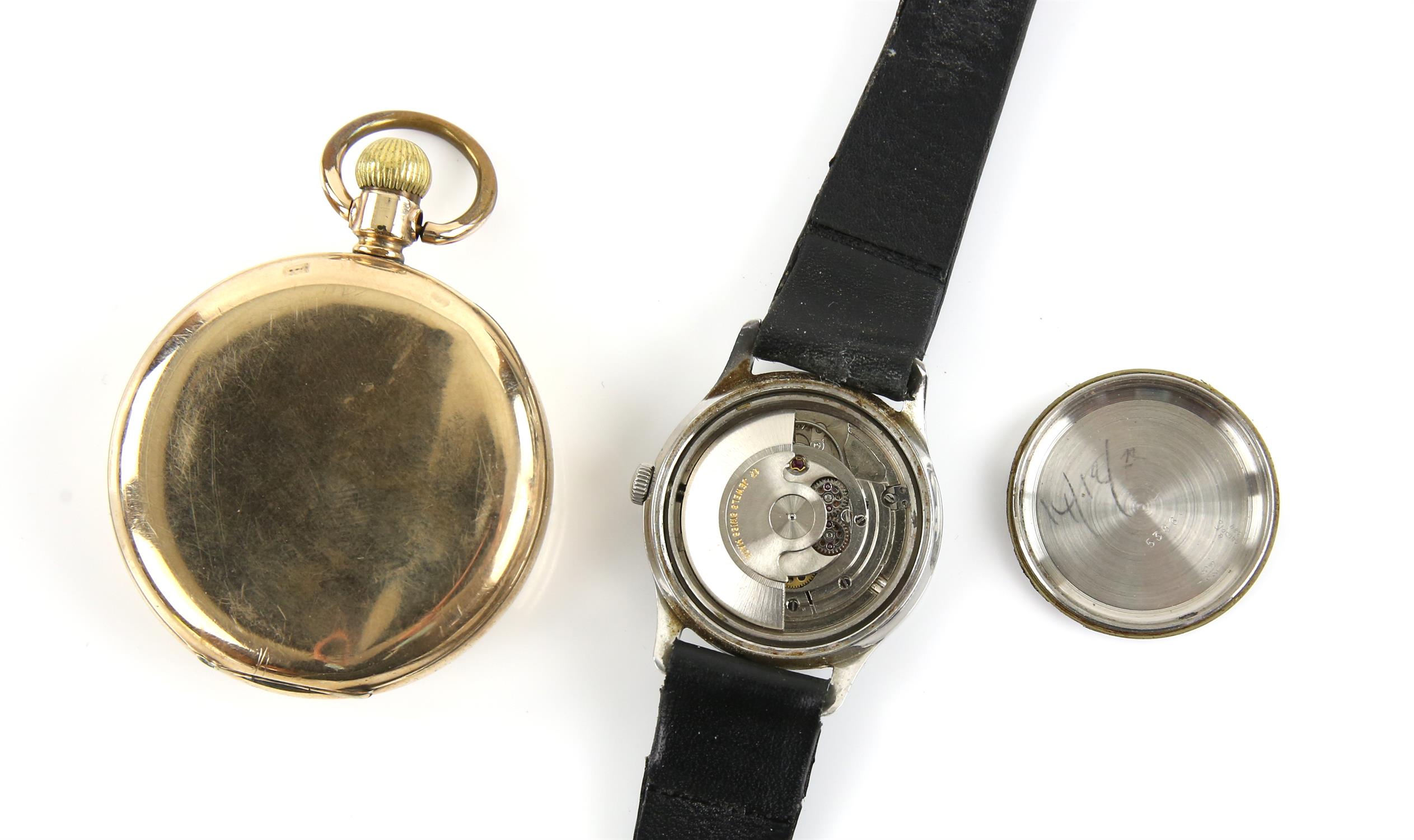 Waltham A traveller open face pocket watch the signed dial with roman numeral hour markers within - Image 3 of 3
