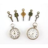 An open face pocket watch the white enamel dial signed A.W.Co Waltham Mass with roman numeral