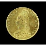 Victorian gold half sovereign 1887, Jubilee head, shield back