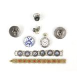 Mixed group of silver and costume jewellery, including a Joop Schilt Holland ceramic and silver