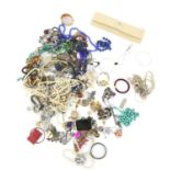 Large bag of costume jewellery to include Moet & Chandon watch in case, a large selection of faux