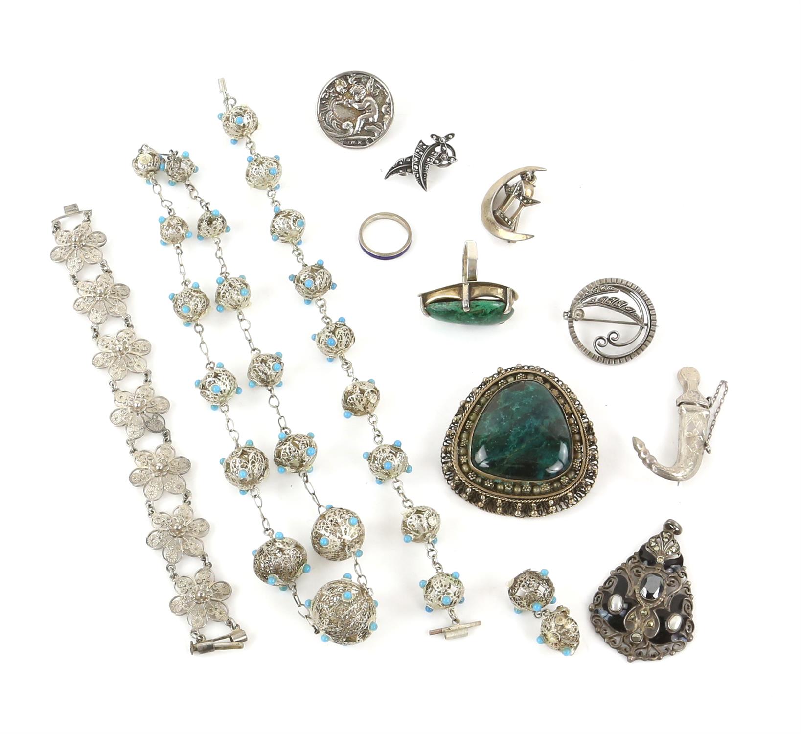 Mixed group of silver and costume jewellery, including a Joop Schilt Holland ceramic and silver - Image 2 of 4