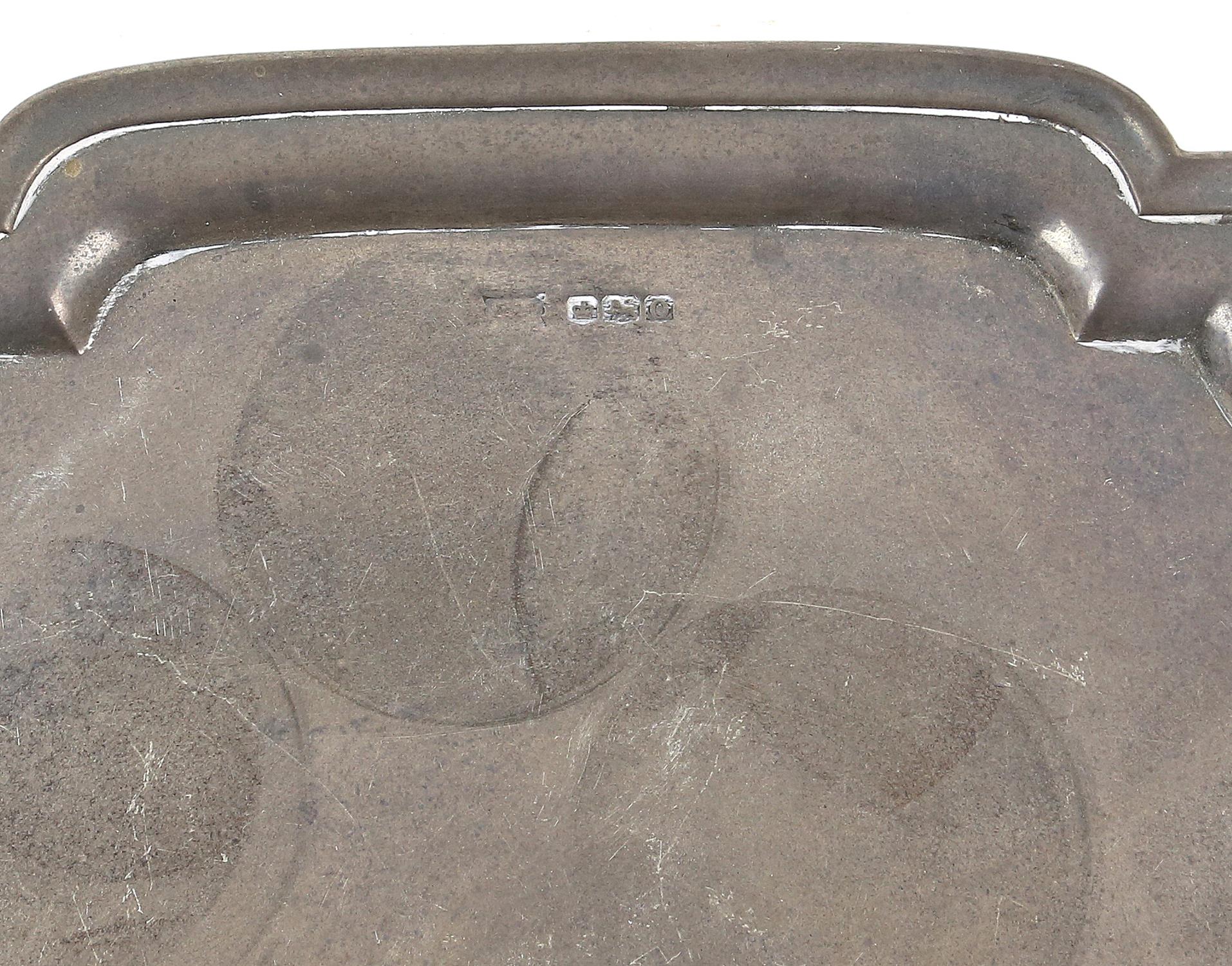 George V silver salver with shaped border on four squashed bun feet, by Walker & Hall, Sheffield, - Image 3 of 4