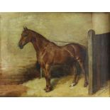 J H Oswald-Brown (British, 19th century). Horse in stable, oil on canvas, signed and dated 1882