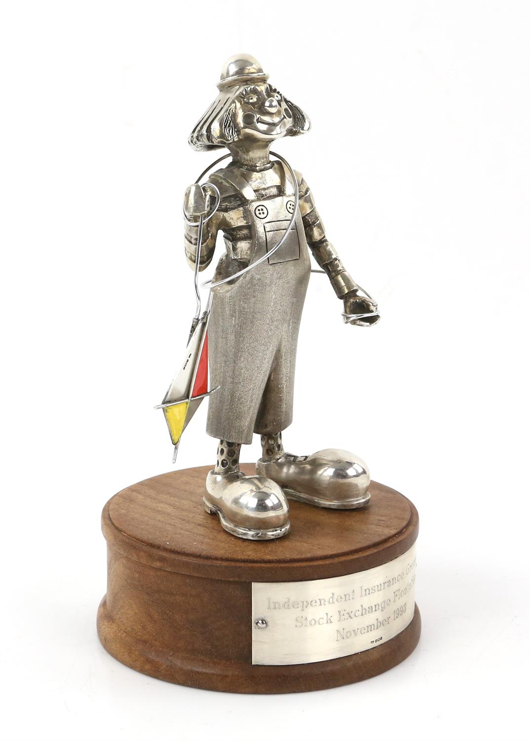 Silver and enamel clown with a kite, by Eaton & Jones, Tenterden, Sheffield 1993 to commemorate the - Image 3 of 5