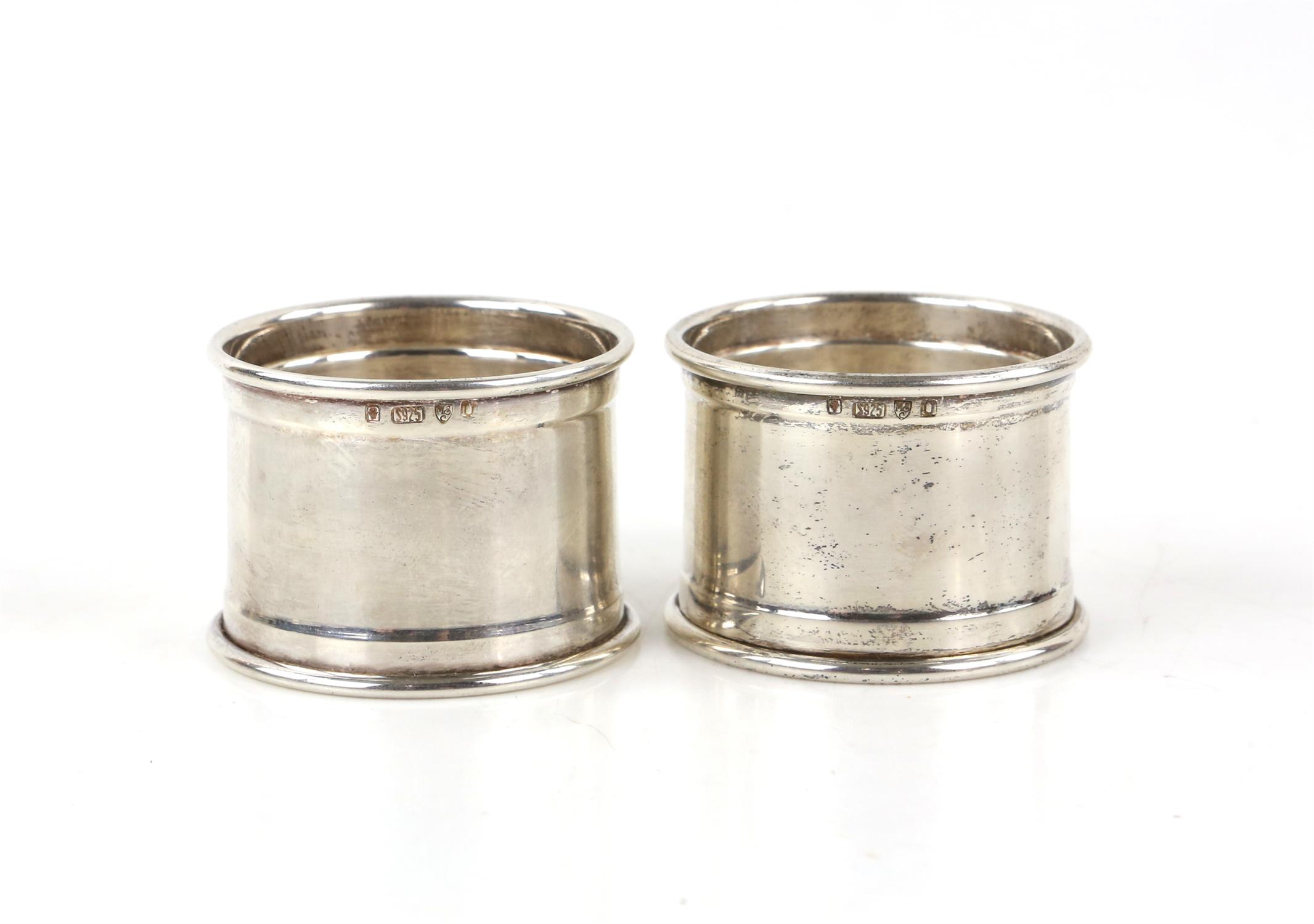 Russian silver tot cup on knopped stem, two smaller cups and six silver napkin rings in avariety of - Image 4 of 10