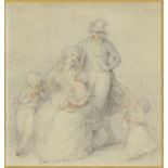 Peltro William Tompkins (British, 1760-1840), 'The Tompkins family', pencil and coloured chalk,