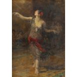 Edward Matthew Hale (British, 1852-1924). Portrait of a dancing woman with musicians beyond.