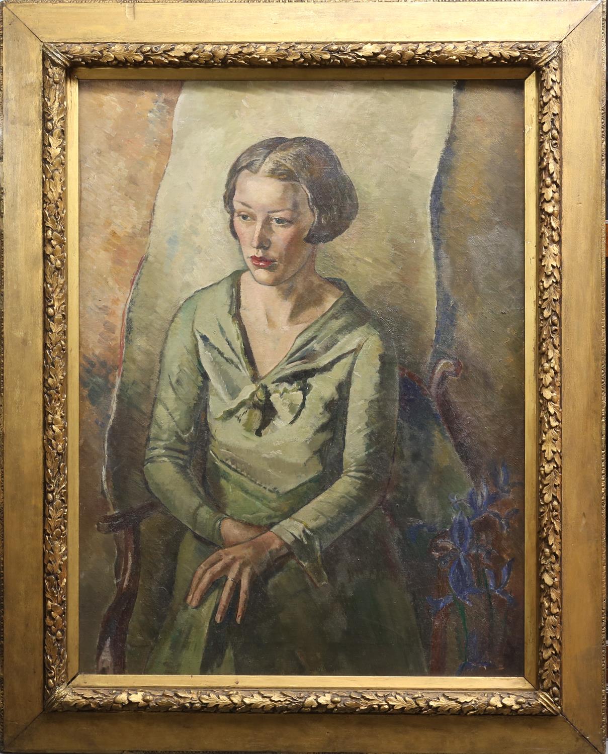 James Morey Hockey (British, 1904-1990). 'The Late Mrs. Bouverie Hoyton', portrait of a lady seated, - Image 2 of 3