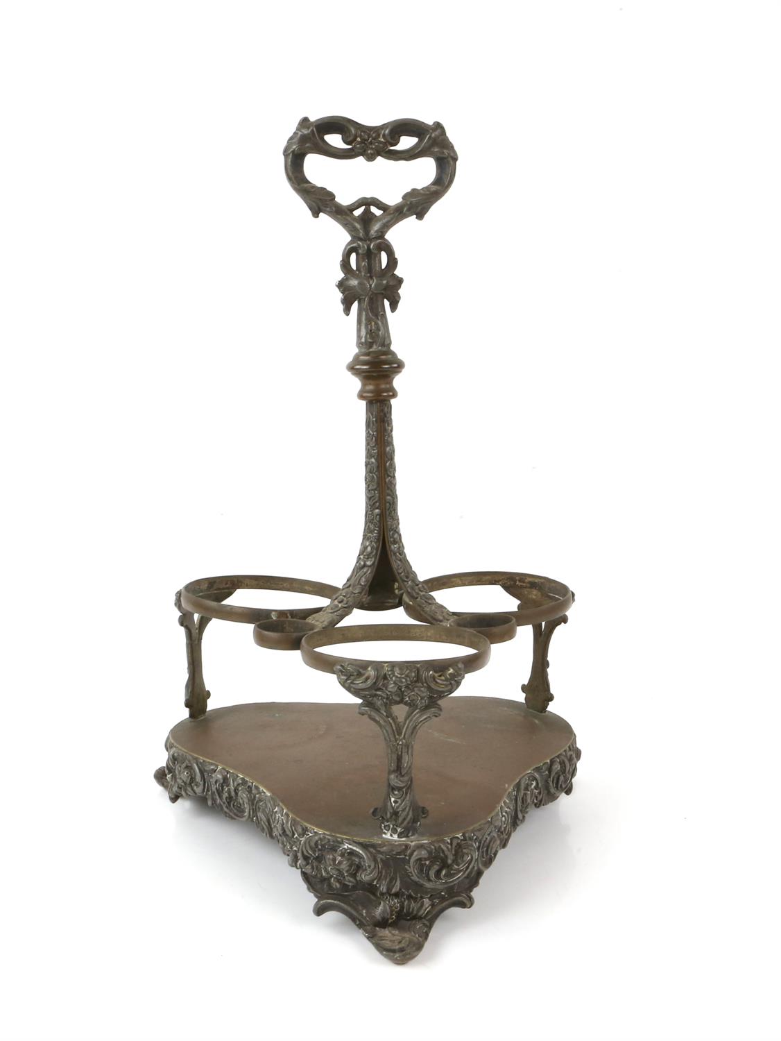 Silver plated five light candelabra, 53cm H. and a three section bottle stand, 38cm - Image 3 of 3