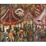 Michael Quirke (British, b. 1946), 'Hampstead Fair '98', signed and titled verso, oil on canvas,