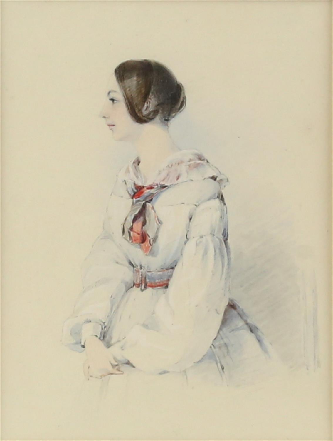 19th century English School. Portrait of a lady, watercolour 19x15 cm. Together with a small - Image 2 of 3
