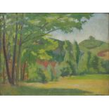 REVISED ESTIMATE Hubert Wellington, British 1879-1967, landscape with trees, oil on canvas laid on