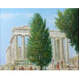 § Vasilis Zenetzis (Greek, 1935-2016), 'The Parthenon on the Acropolis from the East', signed,