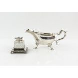Victorian silver sauceboat Sheffield 1897, on clover shaped feet, makers mark rubbed, 12 ozs,