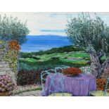 Guy le Corre, French 20th/21st century, 'La Terrasse aux Oliviers', signed, titled verso,