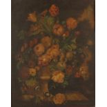 19th century, Continental School, still-life of flowers, oil on board, 48 x 38cm,