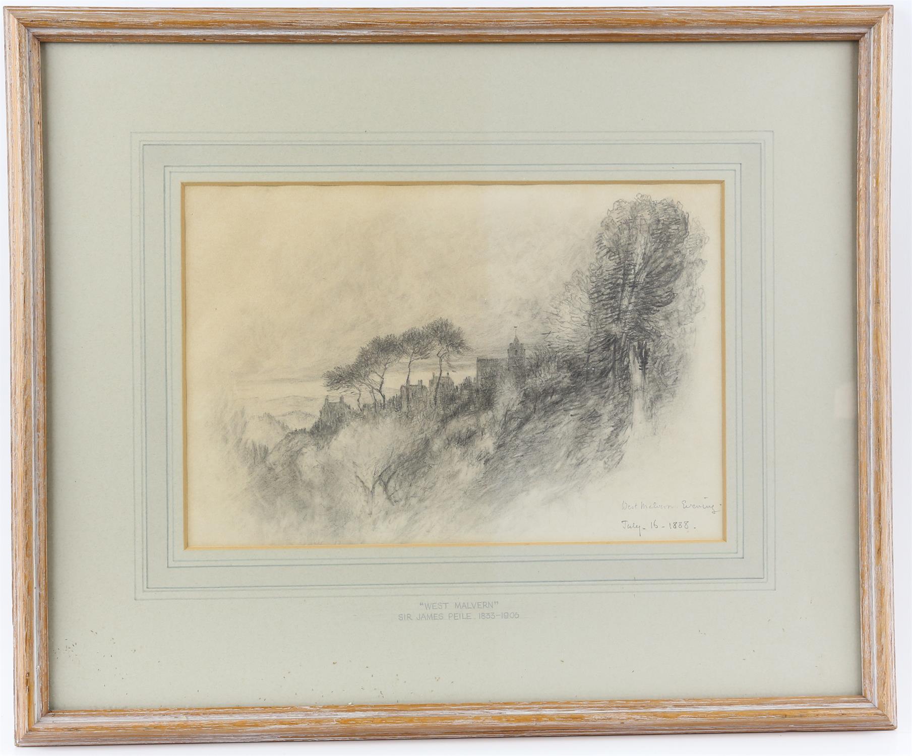 Sir James Peile (British, 1883-1906), 'West Malvern, Evening', pencil sketch, tilted and dated July - Image 2 of 3