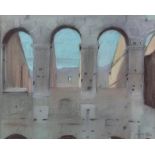 Patrick Gibbs, British 20th century, stone arches to a blue sky, signed and dated 1987, pastel, 19.