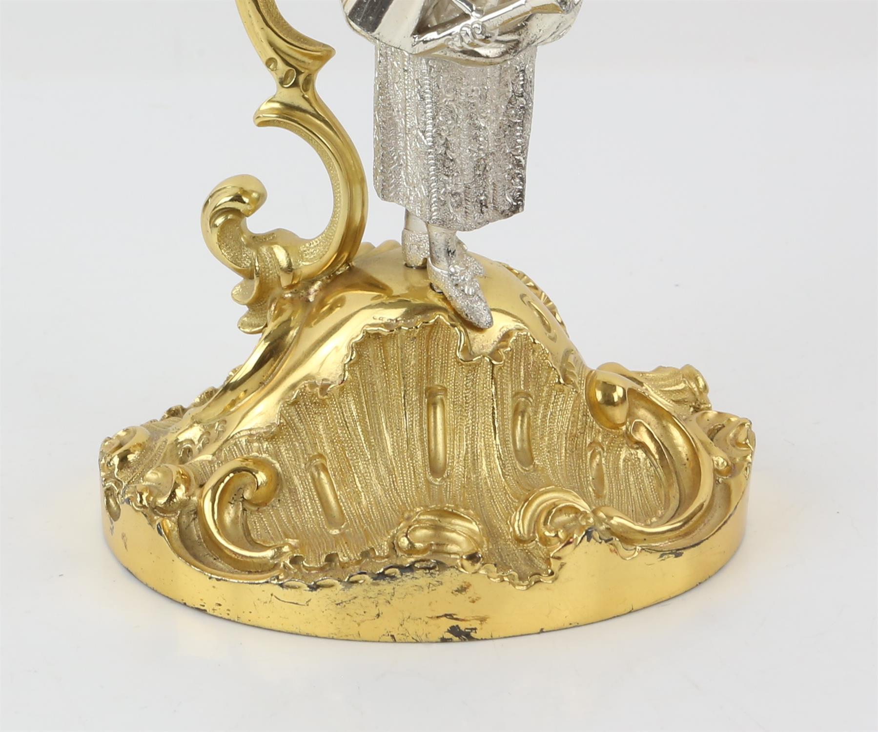 A pair of Mappin and Webb Rococo style silver gilt 2 branch figural candelabra modelled as a woman - Image 10 of 10