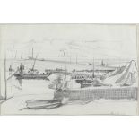 Anthony Lousada (British, 1907-1994), Oyster beds, pencil drawing, signed, 19.5cm x 29cm,