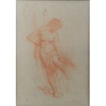Red chalk drawing of a semi-nude Classical lady, signed indistinctly Thomas Richir? 35cm x 25cm