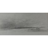 Peter de Wint (British, 1783-1849), 'Distant view of Salthouse, Norfolk', black and white chalks on