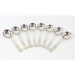 Eight place canteen of Kings pattern silver cutlery by Viners Ltd, comprising, 4 serving spoons,