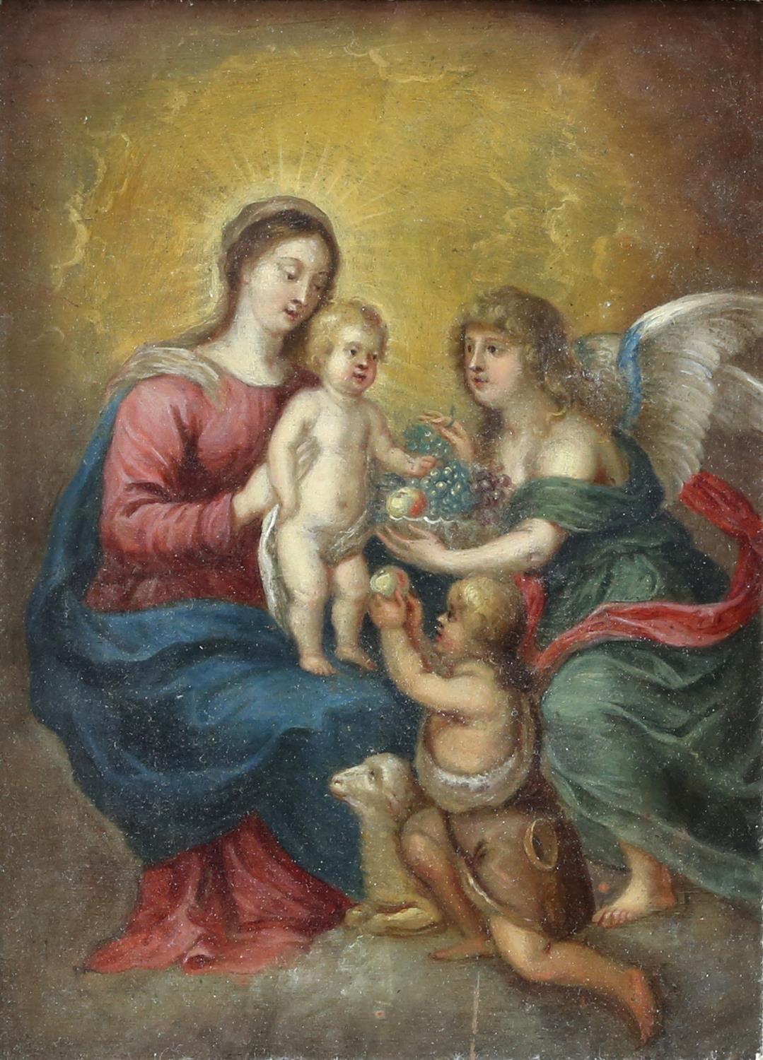 B.E.M. (19th century Italian School). Adoration of the Christ Child, an angel and John the Baptist