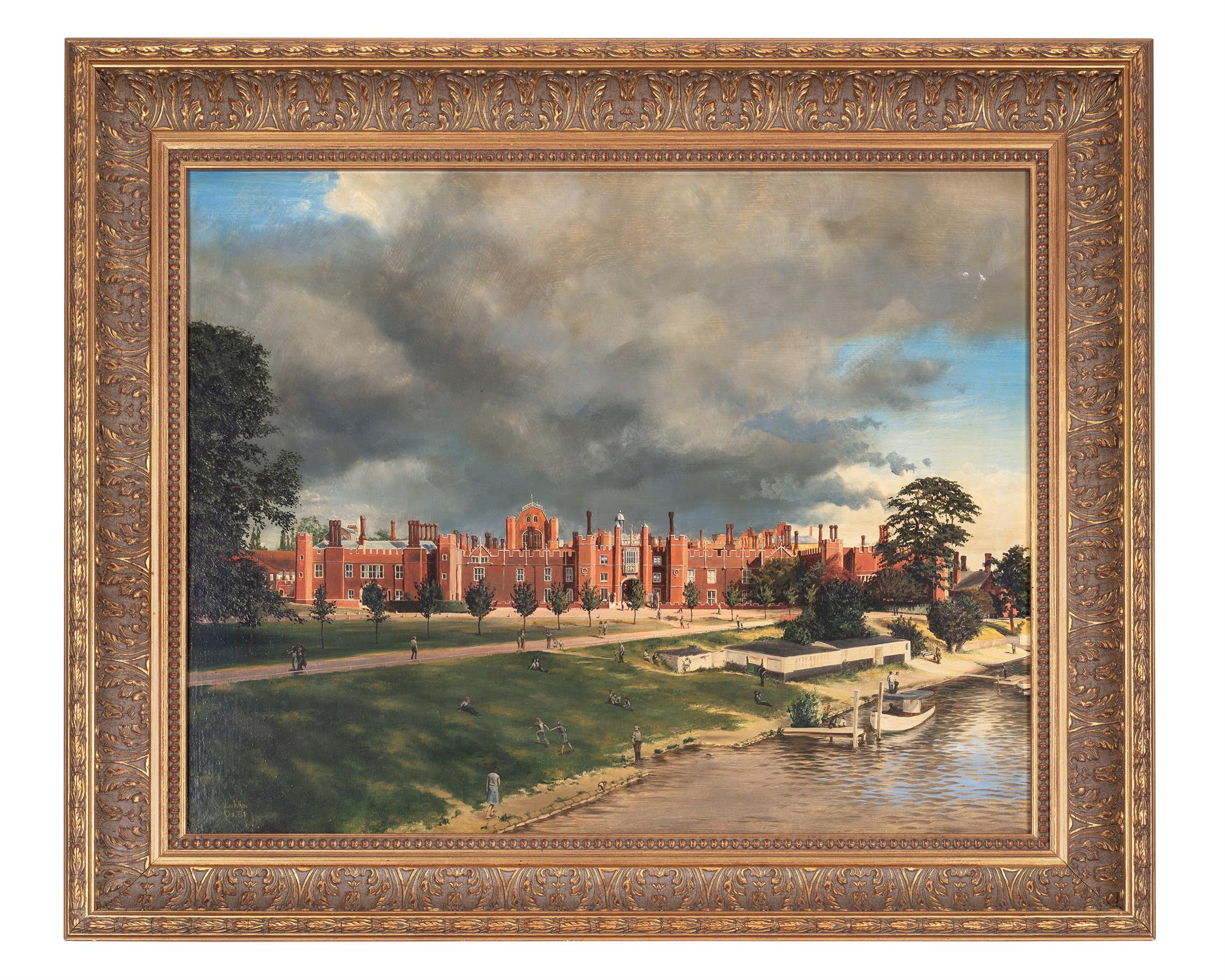 Les White (20th century British). Hampton Court Palace, oil on board, signed and dated 'Oct.