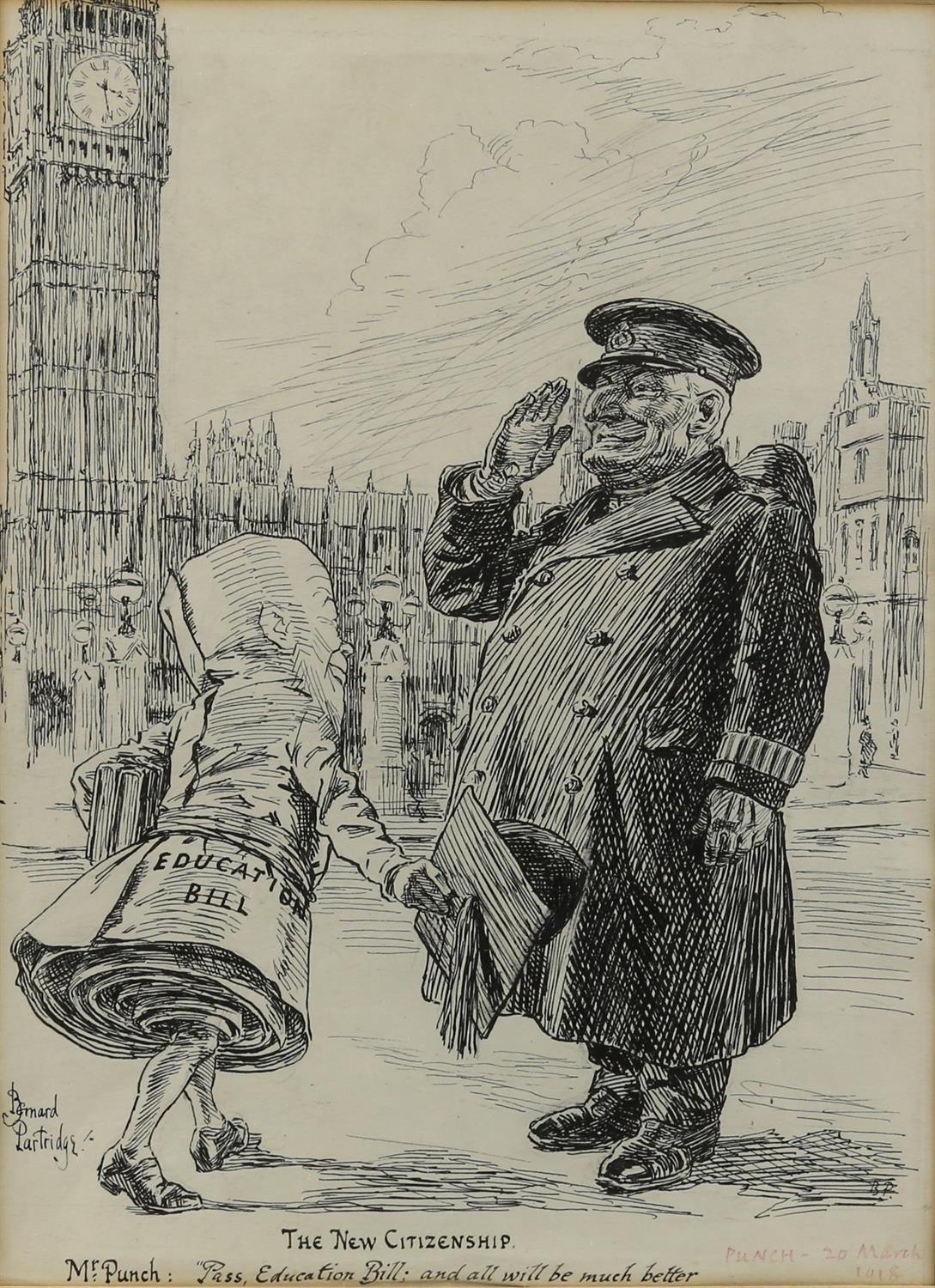 Bernard Partridge (British, 1861-1945), 'The New Citizenship - Mr Punch: "Pass, Education Bill; and