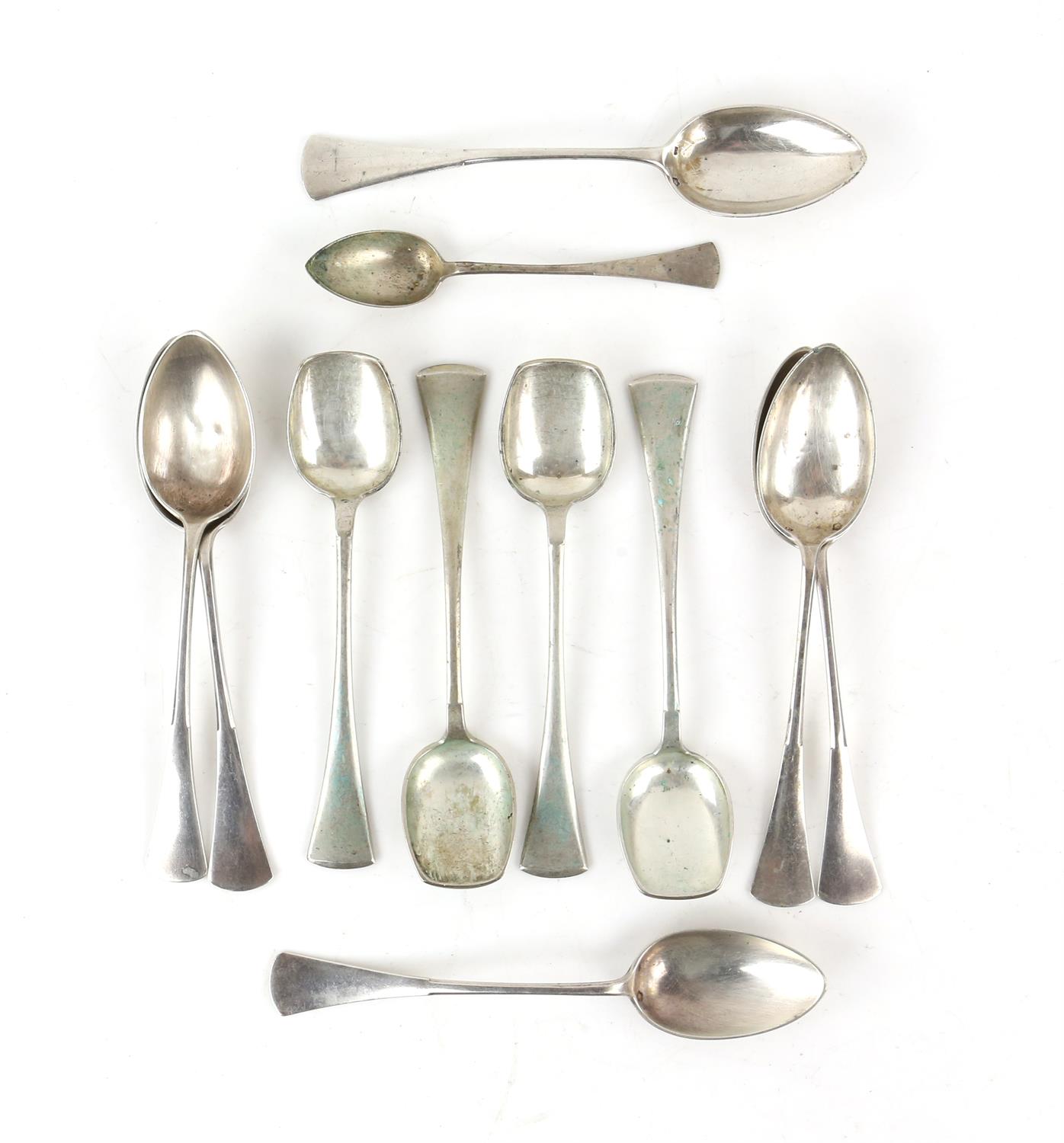 Part canteen of Austrian silver cutlery comprising, serving spoon, 8 table forks, 11 desert forks,