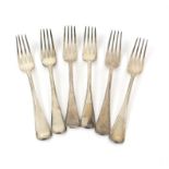 Six William IV silver thread pattern dinner forks, by William Eaton, London, 1833, 13.5oz, 419g,