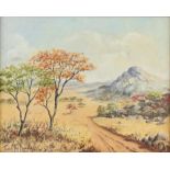 Tina MacDonald, Australian 20th century, landscape with hills and trees, signed and dated '83,