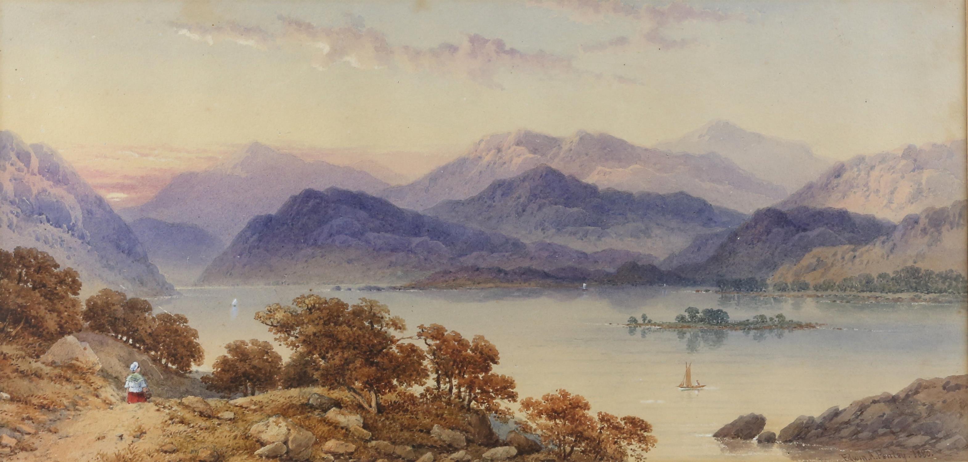 Edwin A Penley (British, 1826-1893), 'Loch Etive', signed and dated 1886, watercolour, 23.