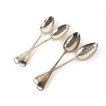 Set of four George III silver Old English pattern serving spoons, by William Bateman I, London,