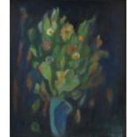 20th century, still-life of flowers in a jug, indistinctly signed, oil on canvas, 68 x 58.5cm,