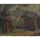 Clifford Charman (British, 1910-1993), 'English Town', oil on canvas, 38cm x 46cm,