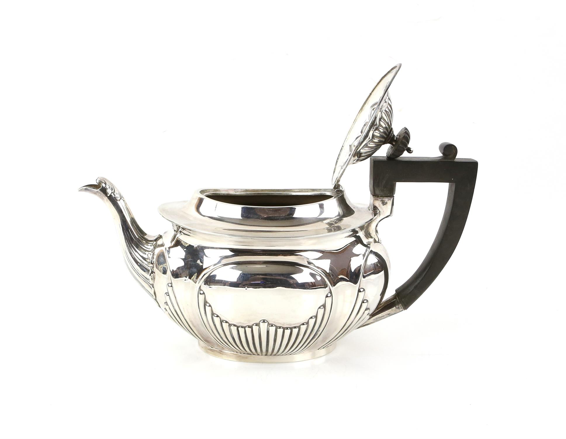 Victorian silver teapot with bulbous form and gadrooned decoration, by Mark Willis, Sheffield, 1896, - Image 2 of 5