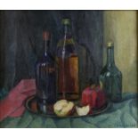 † Stanislav Boleslavovich Kachalsky (Russian, 1915-1986). 'Still-life with bottles and fruit',