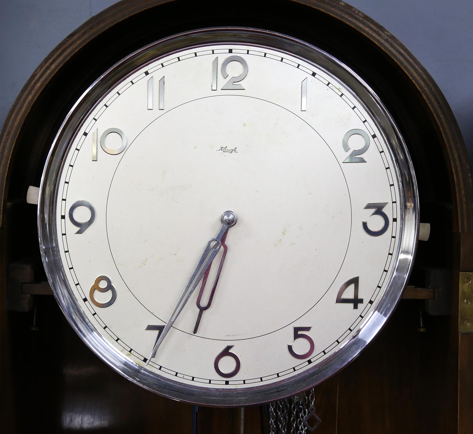 20th century West German walnut effect cased longcase clock by Kienzle, circular dial with Arabic - Image 2 of 2