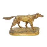 Gilt bronze figure of a setter, 33cm W x 9cm D x 17cm H